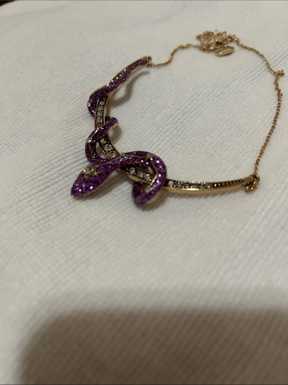 Betsey Johnson Purple Snake Glitter Rhinestone Necklace - Picture 3 of 4